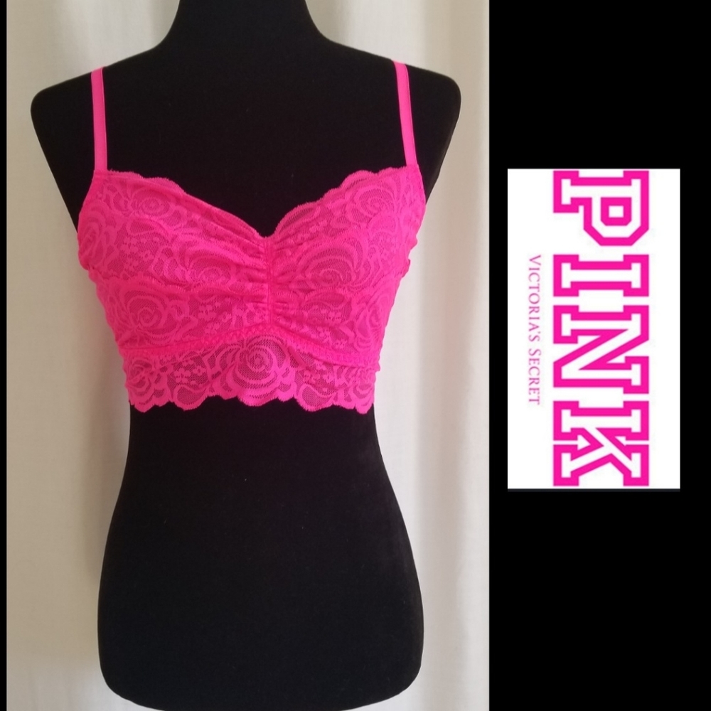 NWOT// PINK By VS Secret Hot Pink Lace Bralette La